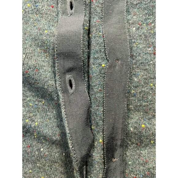 Lands End XS Green Speckled 100% Cashmere Button-Up Cardigan Sweater - Picture 8 of 11